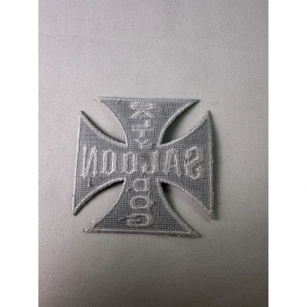 Salty‎ Dog Saloon Iron Cross Patch Biker Motorcycle Vest Badge Applique